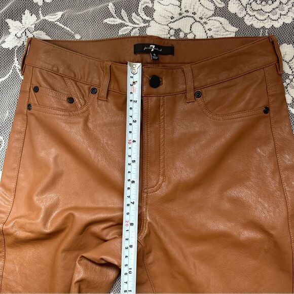 7 For All Mankind High Rise Skinny Vegan Leather Pants in Camel Sz Small - Picture 13 of 17